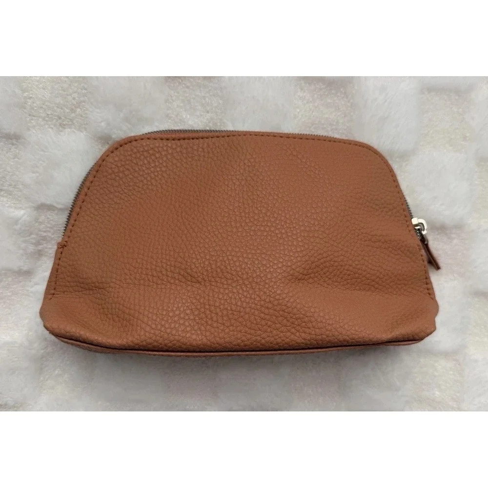 LAURA MERCIER Small Makeup Bag Beige Faux Leather Travel